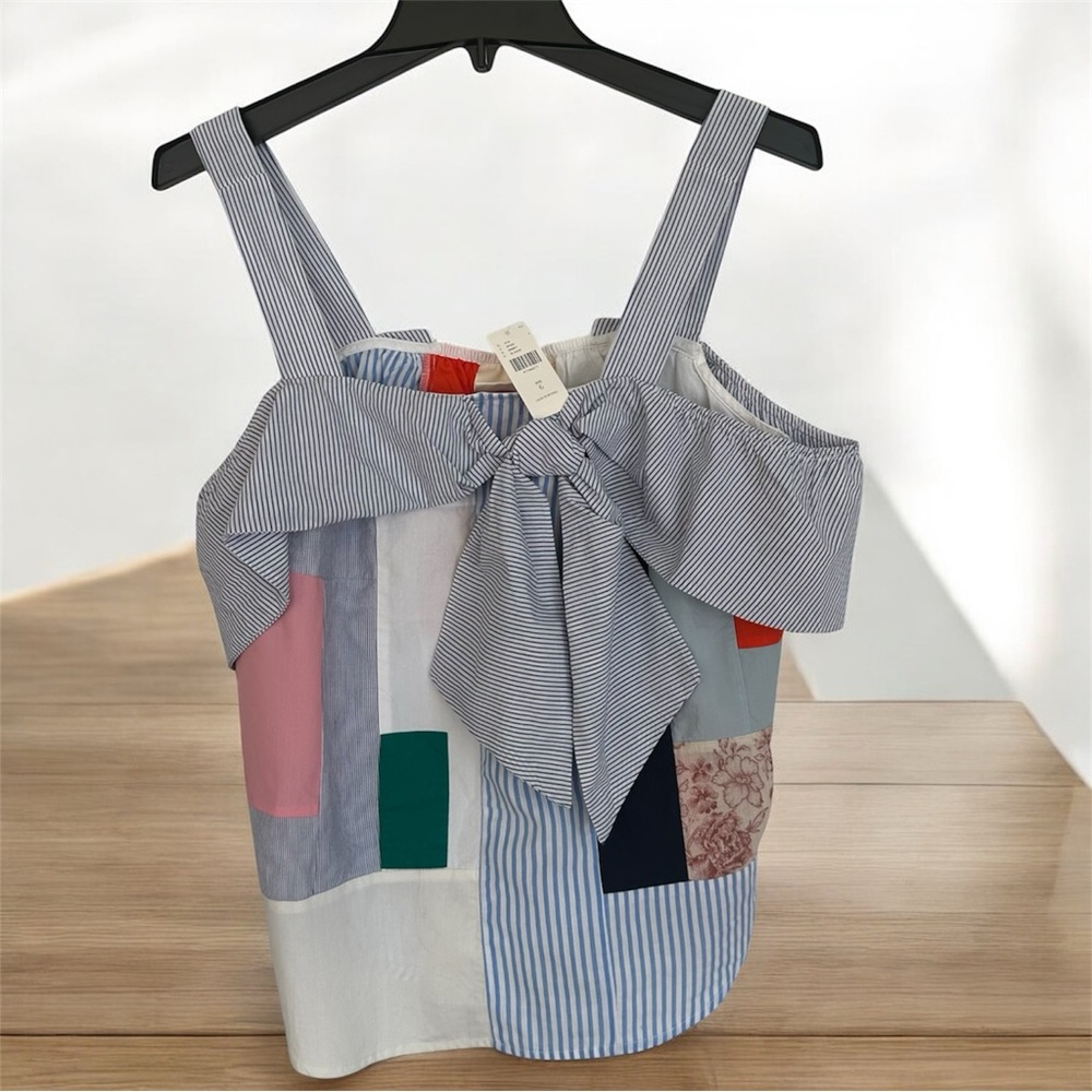 NWT Maeve Anthropologie Medley Patchwork off the Shoulder Top, Size 6